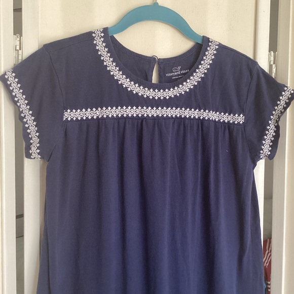 VINEYARD VINES dress Sz 14 Island Lattice navy cotton EUC - Picture 6 of 9
